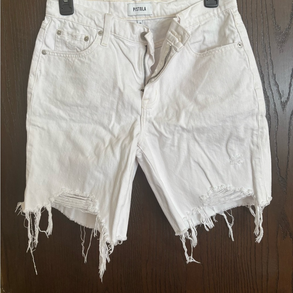 Pistola Women's Frayed White Jean Shorts